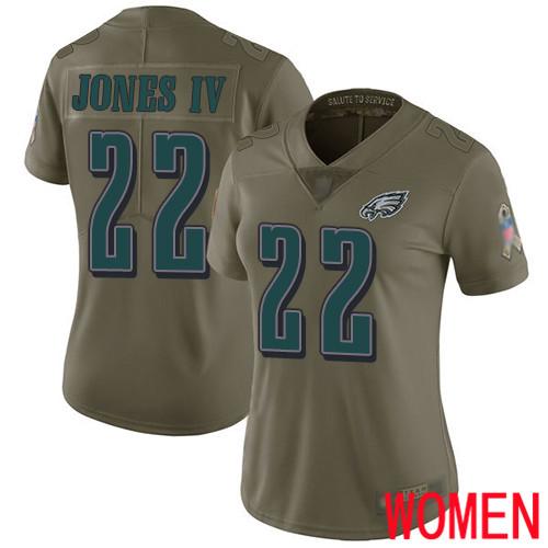 Women Philadelphia Eagles #22 Sidney Jones Limited Olive 2017 Salute to Service Football NFL Jersey->women nfl jersey->Women Jersey